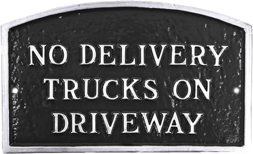Vista 6 de Montague Metal Products - Letrero de placa con diseño de arco con texto en inglés "No Delivery Trucks on Driveway" - Placa de visualización de pared