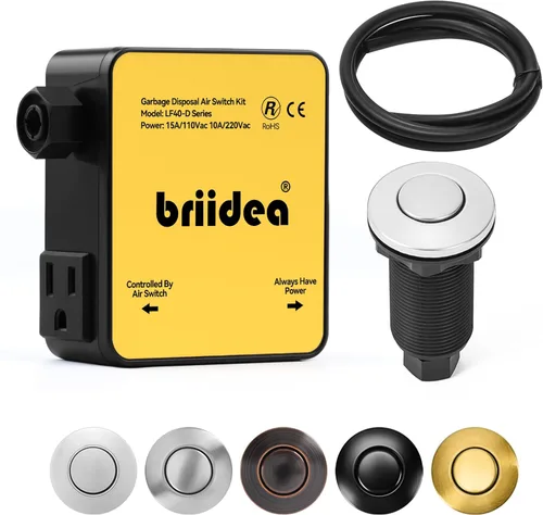 Vista 19 de Kit de interruptor de aire para eliminación de basura, desagüe de fregadero, eliminación de residuos largo, botón de aire de encendido/apagado