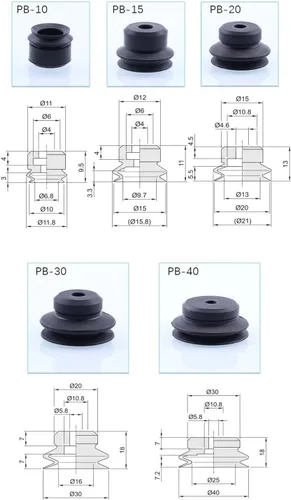 Vista 6 de SSIMOO Ventosas de silicona Ventosas de vacío Accesorios robóticos de mano Accesorios neumáticos industriales Boquillas de succión potentes PB Blanco