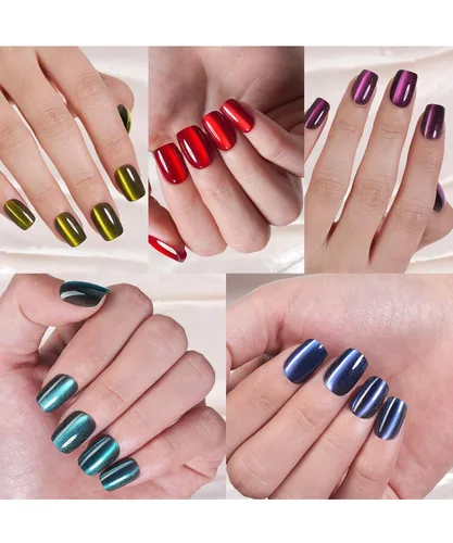 Vista 9 de 6 paquetes de uñas postizas en forma de almendra, uñas postizas de punta francesa Misssix cortas, uñas postizas reutilizables con pegamento, uñas
