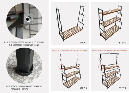 Vista 9 de Gdrasuya10 Soporte para plantas colgantes de metal negro de 3 niveles, estante de metal para macetas para jardín interior y exterior, soporte grande