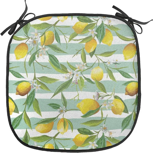 Vista 155 de Ambesonne Cojín de asiento para silla de flores, detalles florales con hojas y remolinos, estampado artístico romántico y vívido y vibrante