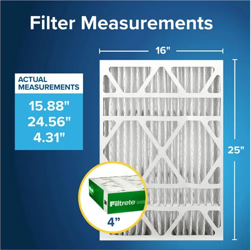 Vista 2 de Filtrete 16x25x4 Filtro de aire para horno y aire acondicionado, MPR 700, MERV 8, se adapta a dispositivos Lennox y Honeywell, captura polvo, polen