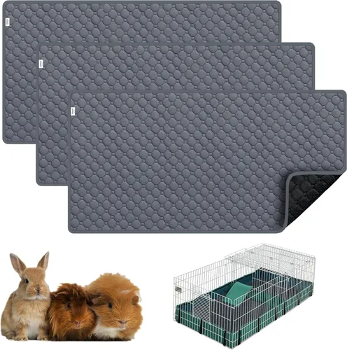Vista 13 de Ropa de cama para cobayas, 2 paquetes de forro lavable para jaula de 49x24 pulgadas, almohadillas súper absorbentes lavables, impermeables y Palta