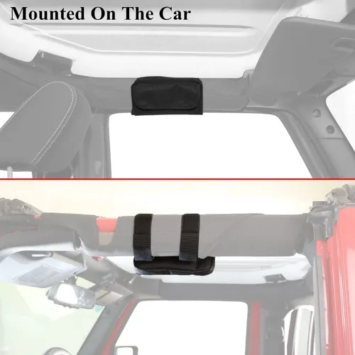 Vista 4 de YOCTM Soporte para lentes de sol para Jeep Wrangler JL JK JT Sports Sahara Freedom Rubicon X y Unlimited 2007-2025 Bolsa de almacenamiento