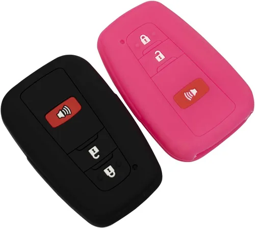 Vista 3 de Funda para llavero para Toyota Corolla Hatchback RAV4 XLE Prius de 3 botones 2019-2022, color rosa negro