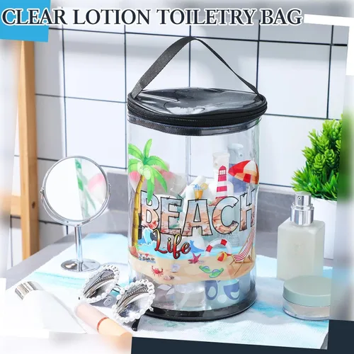 Vista 5 de Sanwuta - Neceser de regalos de playa, resistente, transparente, para loción, bolsas de aseo para viajes, protector solar, maquillaje, estuche