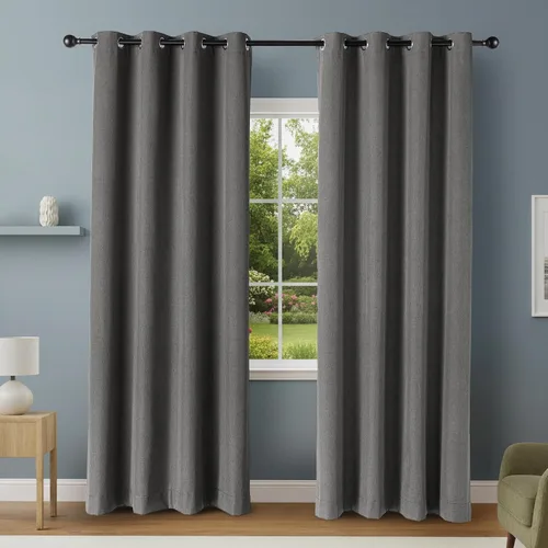 Vista 12 de Amazon Basics Cortinas 100% opacas con ojales, 2 paneles, 52 x 84 pulgadas, beige