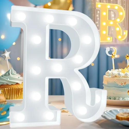 Vista 15 de Pooqla Letras con luces LED de marquesina, letras decorativas iluminadas en blanco cálido y blanco frío, letras del alfabeto iluminadas para niños
