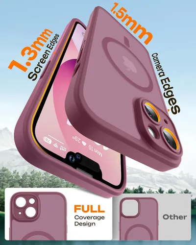 Vista 743 de TOCOL Funda magnética 3 en 1 para iPhone 15 Pro, mejorada [protección completa de cámara] con 2 protectores de pantalla, compatible con MagSafe Gris