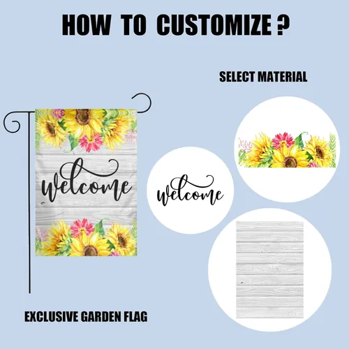 Vista 2 de Bandera de jardín personalizada, banderas de jardín personalizadas con nombre de foto, banderas de jardín personalizadas de impresión de doble cara