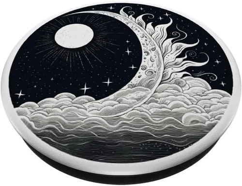 Vista 2 de Sol y Luna Amante Astronomía Astrología Stargazer PopSockets Estándar PopGrip