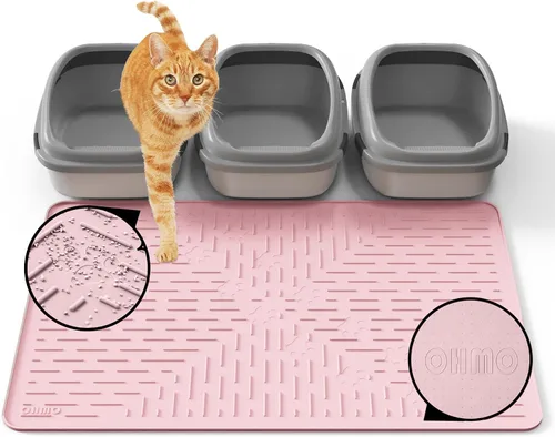 Vista 26 de OHMO Alfombrilla Grande para Arena de Gatos Alfombrilla de Captura Premium Goma de Silicona 31.5 x 23.6 pulgadas Gris Ceniza, Alfombrilla para Caja