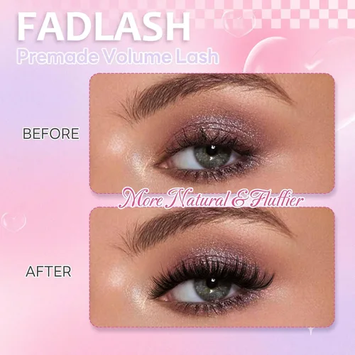 Vista 27 de FADLASH Extensiones de pestañas postizas en abanico con base puntiaguda 10D, extensiones de pestañas postizas de tallo medio, extensiones