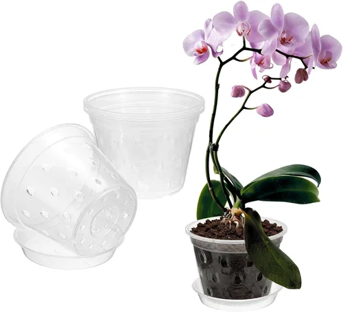 Vista 15 de METALLIXITY Macetas transparentes de orquídeas de 3 pulgadas con agujeros