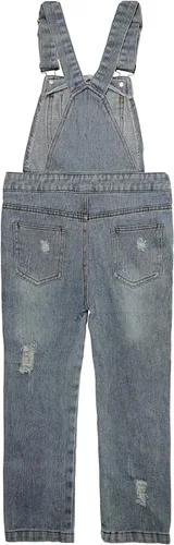 Vista 2 de KIDSCOOL SPACE Overol para niñas, pantalones de mezclilla suaves y casuales para niñas pequeñas