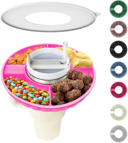 Vista 9 de Tazón de aperitivos para Stanley Cup, bandeja de aperitivos de silicona con tapa compatible con Stanley Cup de 30 oz, anillo de aperitivos