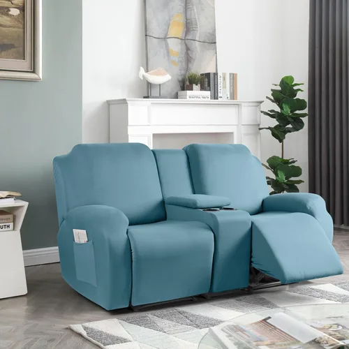 Vista 7 de TAOCOCO Sofá reclinable con funda de consola central, 4 piezas de tela de poliéster elástica, protector de muebles suave y lavable