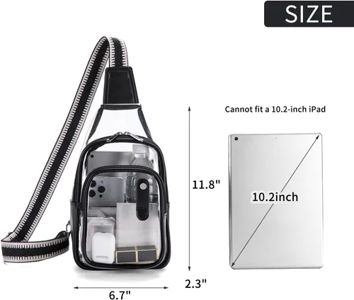 Vista 3 de Clear Bag for Stadium Events, Clear Purses For Women Stadium Crossbody Clear Fanny pack For Women Concert Bag