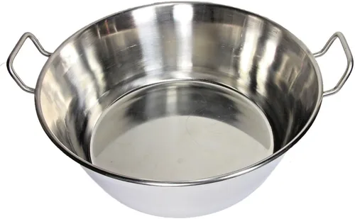 Vista 3 de Cazo Para Carnitas 16" Acero Inoxidable Acero Inoxidable Wok Comal Fry Estilo Mexicano