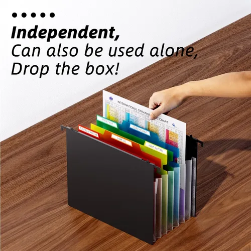 Vista 5 de Caja de archivos ignífuga ZOOPIP, 12.6 ''* 7.8 ''* 9.8 '' Hanging File Folders Included, 7x1.2" Accordion Pockets, Letter Size Organizer