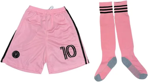 Vista 2 de KickOffKits - Uniforme de entrenamiento para niños de Miami Jersey #10 - Camiseta de equipo deportivo para jóvenes, jerseypantalones