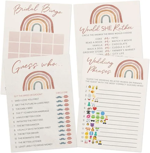 Vista 12 de Printed Party Tarjetas de consejos de boda y buenos deseos, tema boho arco iris, juego de 50