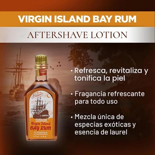 Vista 3 de Clubman Pinaud Colonia para Afeitar Virgin Island Bay Rum, Fragancia para Después del Afeitado, 6 fl oz