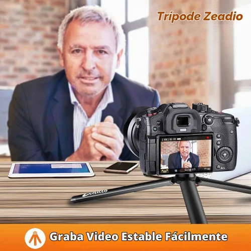 Vista 3 de Zeadio Trípode Mini de Metal, Trípode de Escritorio de Mesa con Tornillo de 1/4 Pulgada para Smooth 4, Crane Plus, Crane 2, Osmo Mobile, Ronin-S