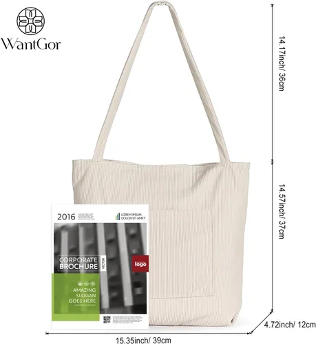 Vista 6 de WantGor Bolso de mano de pana para mujeres, bolsos de hombro estilo hobo grandes, bolsos casuales de gran capacidad para compras y trabajo
