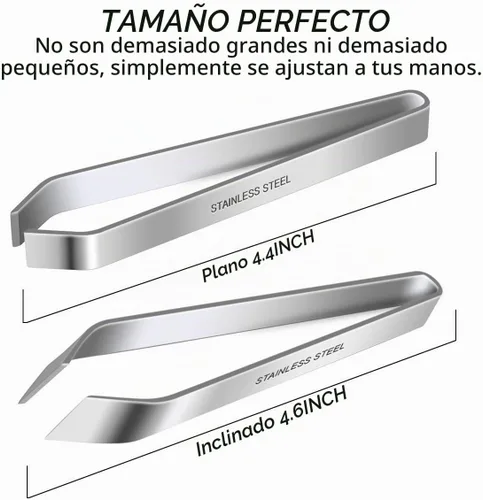 Vista 5 de 2 pinzas de hueso de pescado, pinzas planas e inclinadas de acero inoxidable para quitar alicates (4.6 pulgadas)