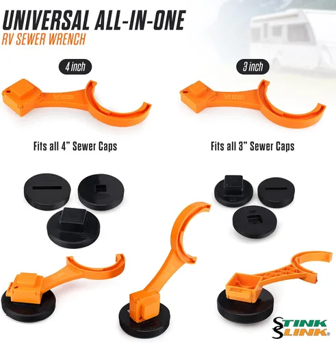 Vista 3 de Llave para Manguera de Desagüe de RV de 3" y 4" - Llave para Tapón de Limpieza de RV (Juego de 2 Piezas)