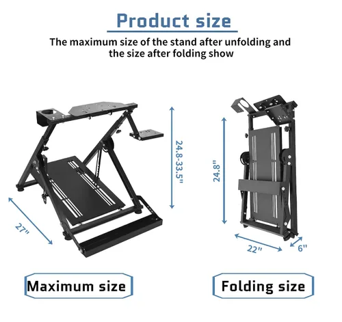 Vista 6 de Anman Sim Racing Wheel Stand with Fixed Gaming Chair's Equipment for Logitech G25G27G29G920G923 Fanatec Thrustmaster Racing Simulator Foldable
