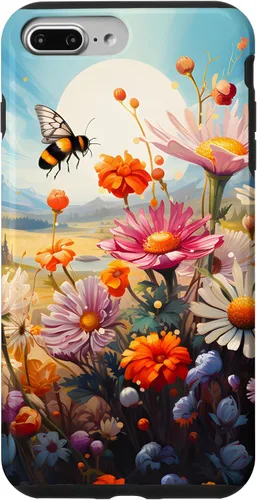 Vista 11 de Funda para iPhone 13 Pro Lively Bee en Sunny Meadow of Wildflowers