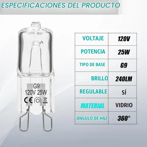 Vista 3 de Bombilla para horno microondas Whirlpool, sustituye a W10709921 W10208564, 2