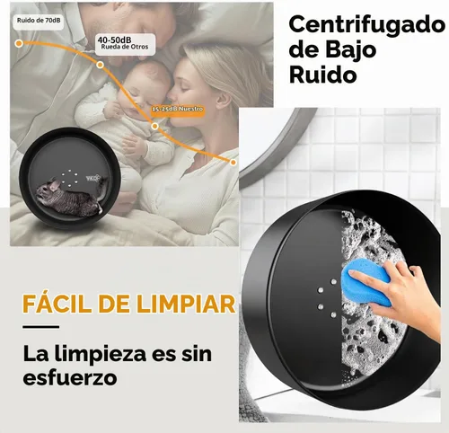 Vista 2 de Rueda de ejercicio silenciosa de Chinchilla de aleación de aluminio de 15" Negro