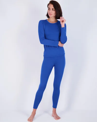 Vista 2 de Real Essentials 4 piezas conjunto de ropa interior térmica para mujer, ropa interior térmica para mujer, con forro polar, parte superior e inferior