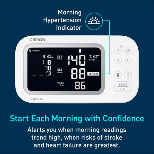 Vista 4 de OMRON Monitor de Presión Arterial Platinum para Uso Doméstico y Brazalete de Presión Arterial para Brazo Superior - Marca #1 Recomendada por