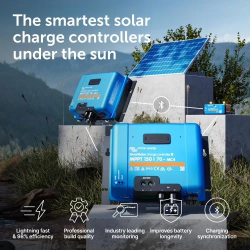 Vista 2 de Victron Energy SmartSolar MPPT MC4 Compatible VE.Can Controlador de carga solar (Bluetooth) – Controladores de carga para paneles solares – 150 V