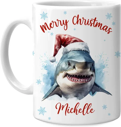 Vista 7 de Hyturtle Regalos personalizados para amantes de los ajolotes – Taza de café de cerámica con nombre personalizado de Feliz Navidad de 11 oz – Lindo