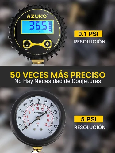 Vista 3 de AZUNO Probador de compresión automotriz, medidor de compresión digital de 200 PSI para cilindro de motor de gasolina, kit de probador de compresión