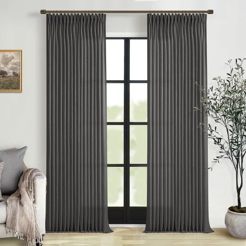 Vista 35 de TWODRAPES Cortinas de Lino Plisadas con Pinza Beige Blancas de 54 Pulgadas de Largo 2 Paneles para Comedor Cocina Dormitorio Plisadas Semi