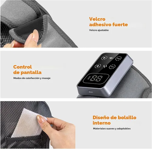 Vista 5 de YAZHI - Masajeador de rodilla inalámbrico para aliviar el dolor, rodillera eléctrica con calefacción, 5 niveles de calor y 3 modos de masaje