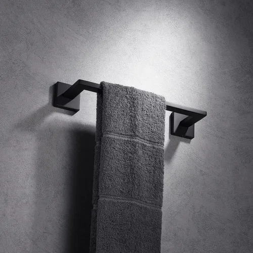 Vista 7 de Miyili Toallero de acero inoxidable SUS 304 de 12 pulgadas, color negro mate, toallero montado en la pared para baño, A06B30A