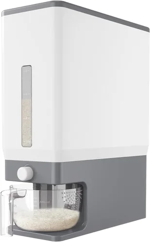 Vista 13 de Lifewit Dispensador de arroz de 25 libras (24.9 lbs), recipiente de almacenamiento de arroz sellado a prueba de humedad con taza medidora para Negro