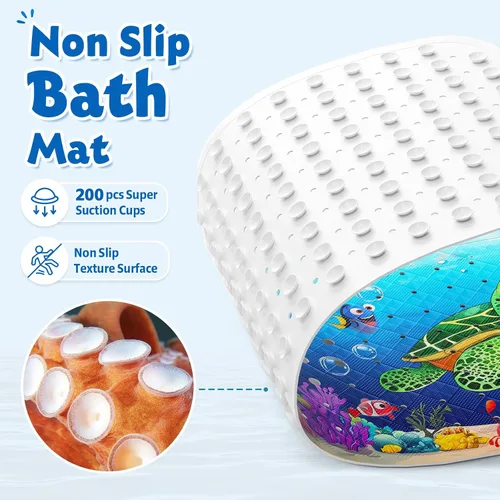 Vista 3 de XIYUNTE Alfombra de Baño para Bebé para Bañera Antideslizante Alfombra de Baño para Niños - 40''x16'' Extra Larga Alfombra de Bañera para Bebé