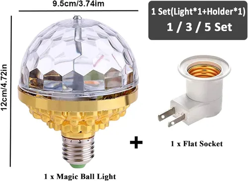 Vista 5 de Luz de bola mágica giratoria colorida, luces de fiesta, bola de discoteca, bombilla con forma de bola de discoteca de espejo, bombilla mágica