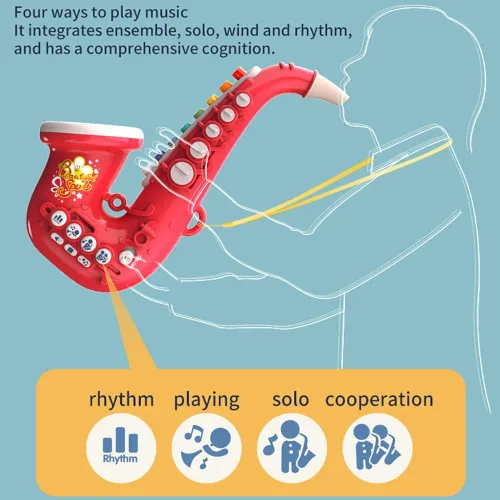 Vista 4 de Smaroll Juguetes de Saxofón para Niños con Luz y Sonido, Juguetes Educativos Multifuncionales, Instrumento Musical para Juguete Temprano para Niñas