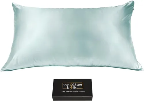 Vista 39 de Funda de almohada de seda de morera 22 Momme (cierre envolvente en la parte posterior), colección elegante, tamaño Queen, caramelo + crema