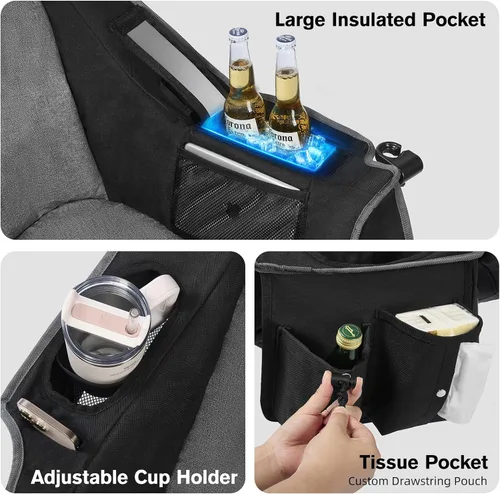 Vista 7 de Silla de campamento de gran tamaño para adultos, silla acolchada para Gris negro